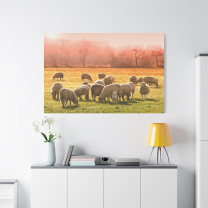 Peaceful Sheep Flock Canvas Wall Art – Tranquil Countryside Serenity - ART OF ROYALS