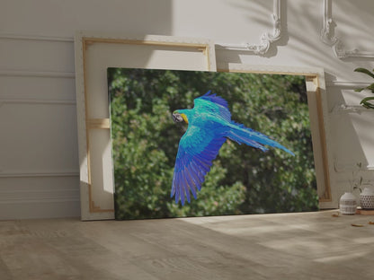 Majestic Flight: Blue Macaw Canvas Wall Art