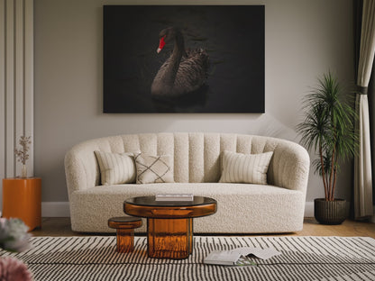 Elegant Black Swan Canvas Wall Art – Grace and Sophistication