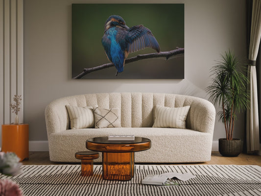 Kingfisher Portrait Canvas Wall Art – Vibrant Wildlife Charm