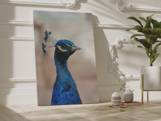 Elegant Peacock Canvas Wall Art – Vibrant Feather Detail for Luxurious Décor