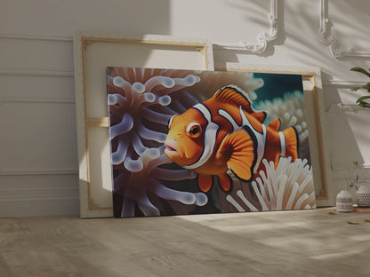 Vibrant Clownfish Canvas Wall Art - Ocean Inspired Marine Life Decor