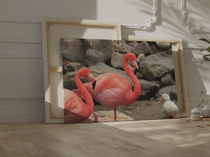 Pink Flamingo Canvas Wall Art – Elegant Tropical Bird Decor for Living Room & Office Spaces