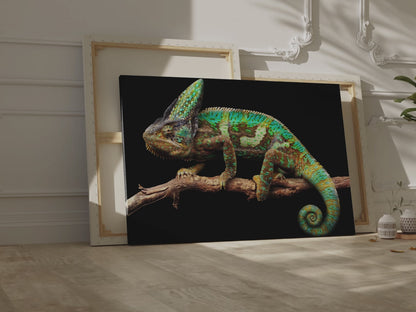 Enigmatic Chameleon Canvas Wall Art – Exotic Wildlife Print for Unique Nature Decor