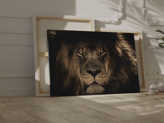 African Lion Portrait Canvas Wall Art