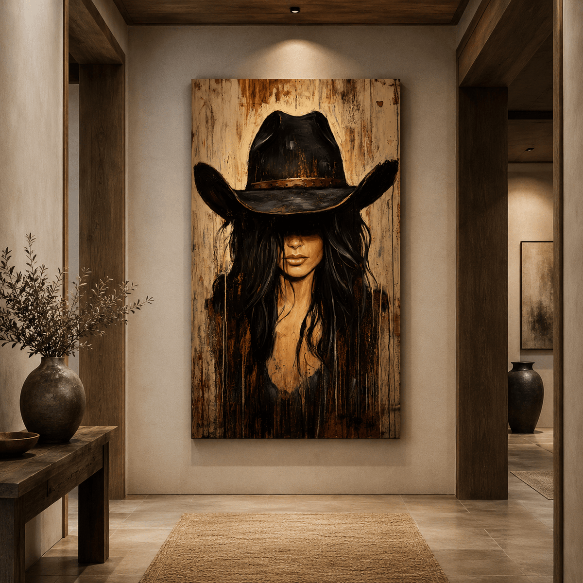 Queen of the West – Mysterious Cowgirl Canvas Wall Art - ART OF ROYALS