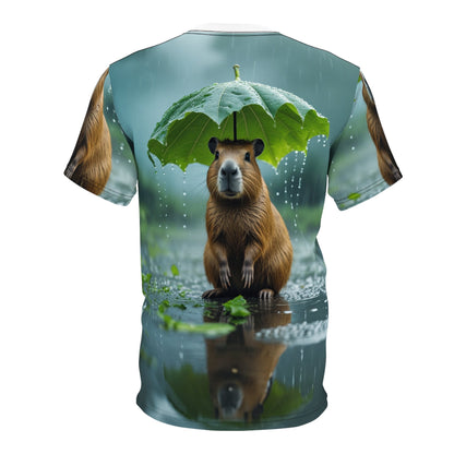 Rainy Day Cozy: Capybara Under a Leaf Umbrella - ART OF ROYALS