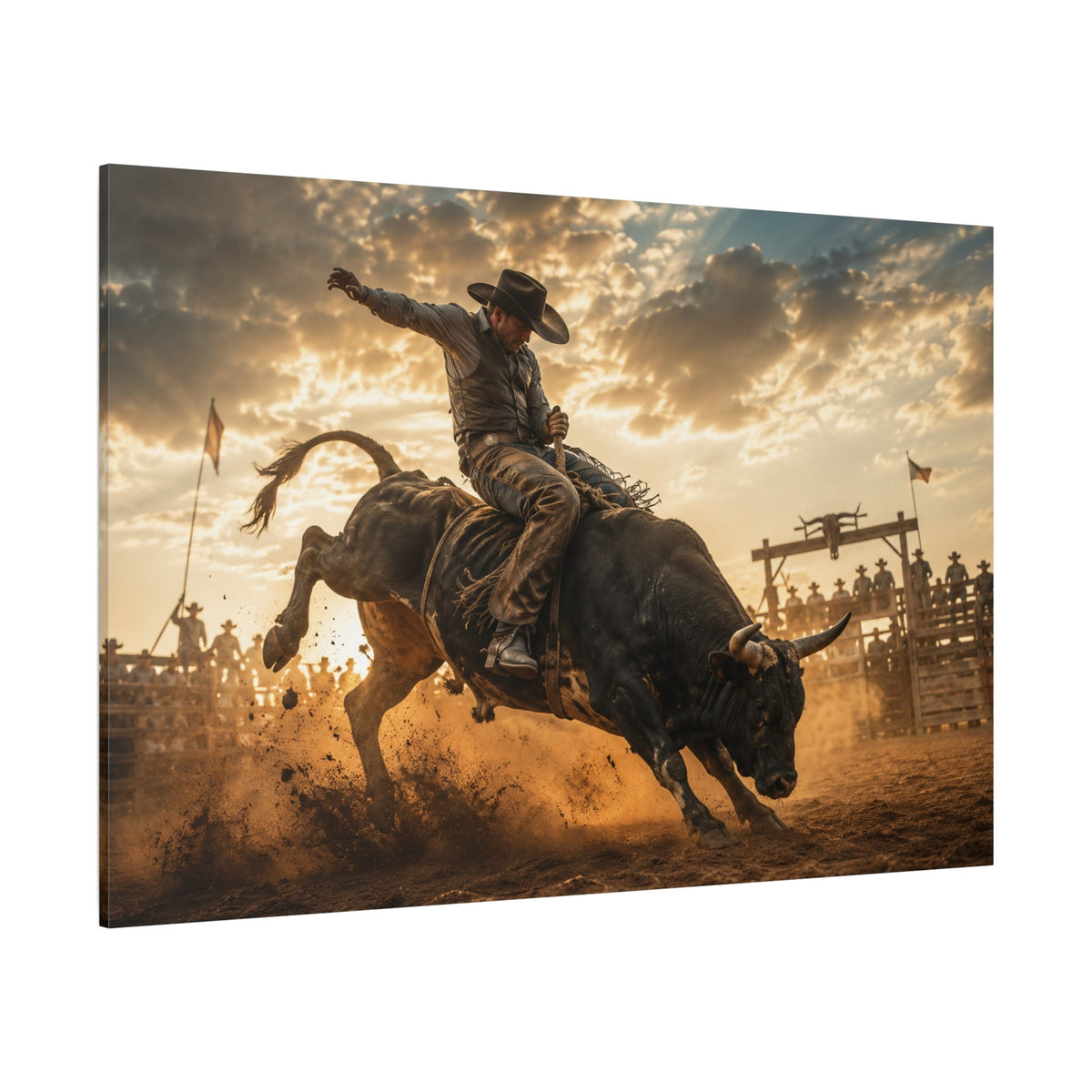 Ride of the Unbroken – Bull Riding Western Canvas Wall Art - ART OF ROYALS