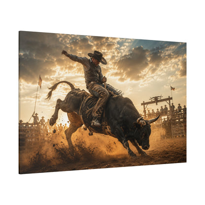Ride of the Unbroken – Bull Riding Western Canvas Wall Art - ART OF ROYALS