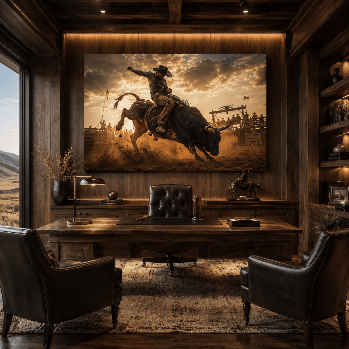 Ride of the Unbroken – Bull Riding Western Canvas Wall Art - ART OF ROYALS