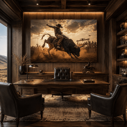 Ride of the Unbroken – Bull Riding Western Canvas Wall Art - ART OF ROYALS
