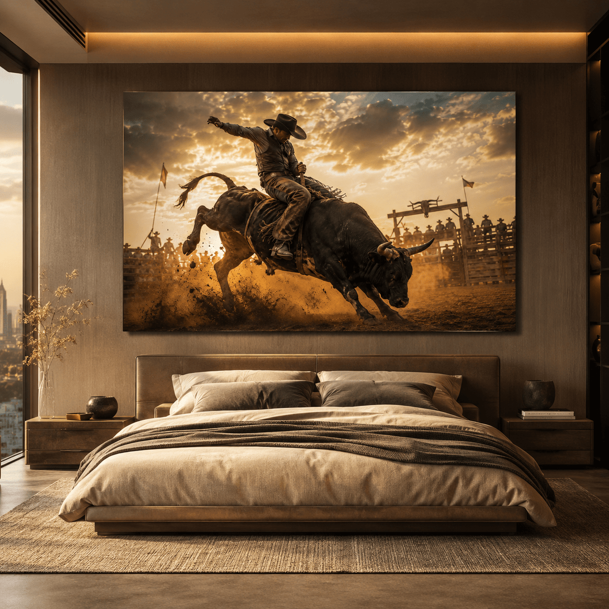 Ride of the Unbroken – Bull Riding Western Canvas Wall Art - ART OF ROYALS