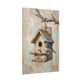 Rustic Bluebird Birdhouse Canvas Wall Art – Farmhouse Nature Decor for Cozy Interiors