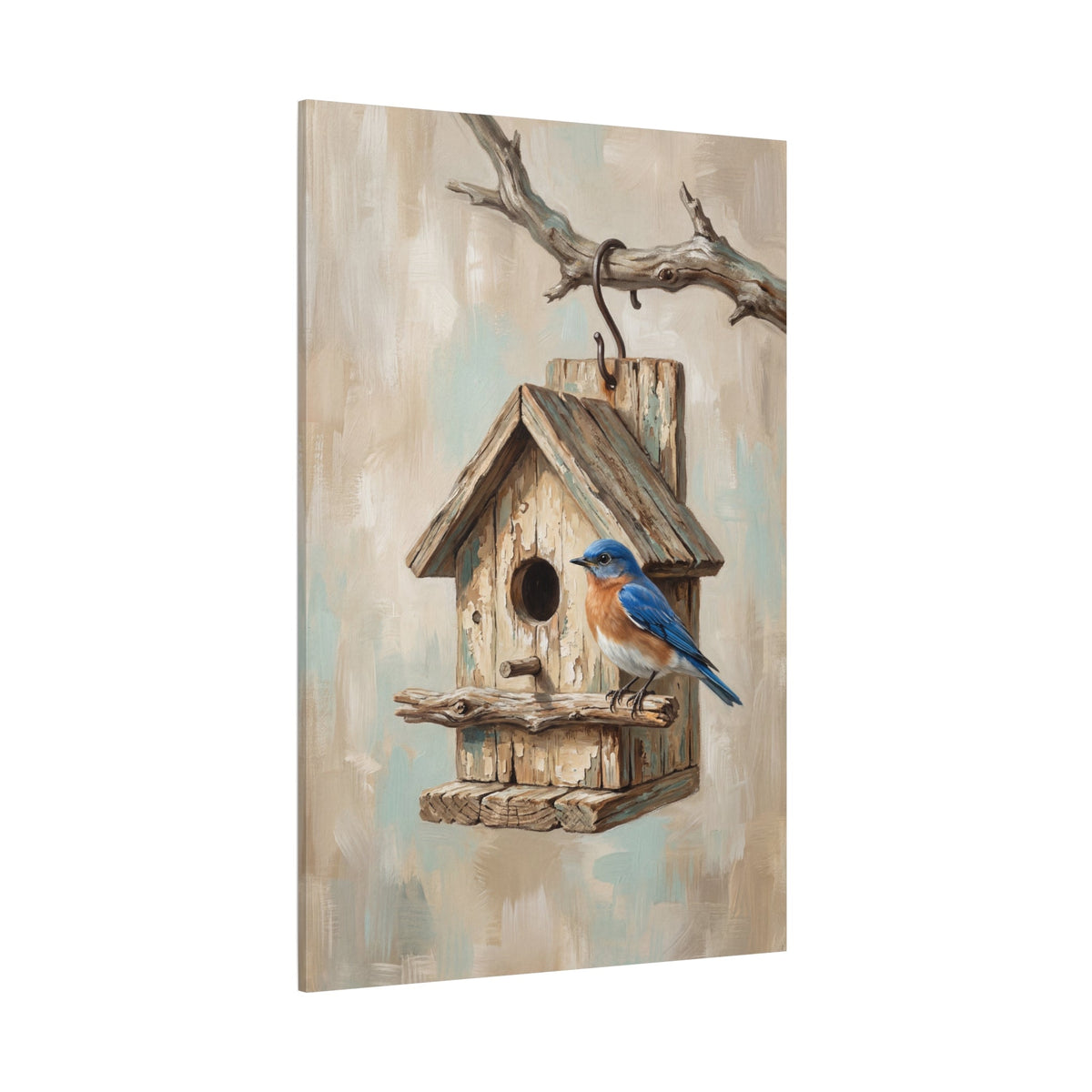 Rustic Bluebird Birdhouse Canvas Wall Art – Farmhouse Nature Decor for Cozy Interiors - ART OF ROYALS