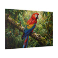 Scarlet Macaw Tropical Jungle Canvas Wall Art – Vibrant Exotic Bird & Rainforest Painting