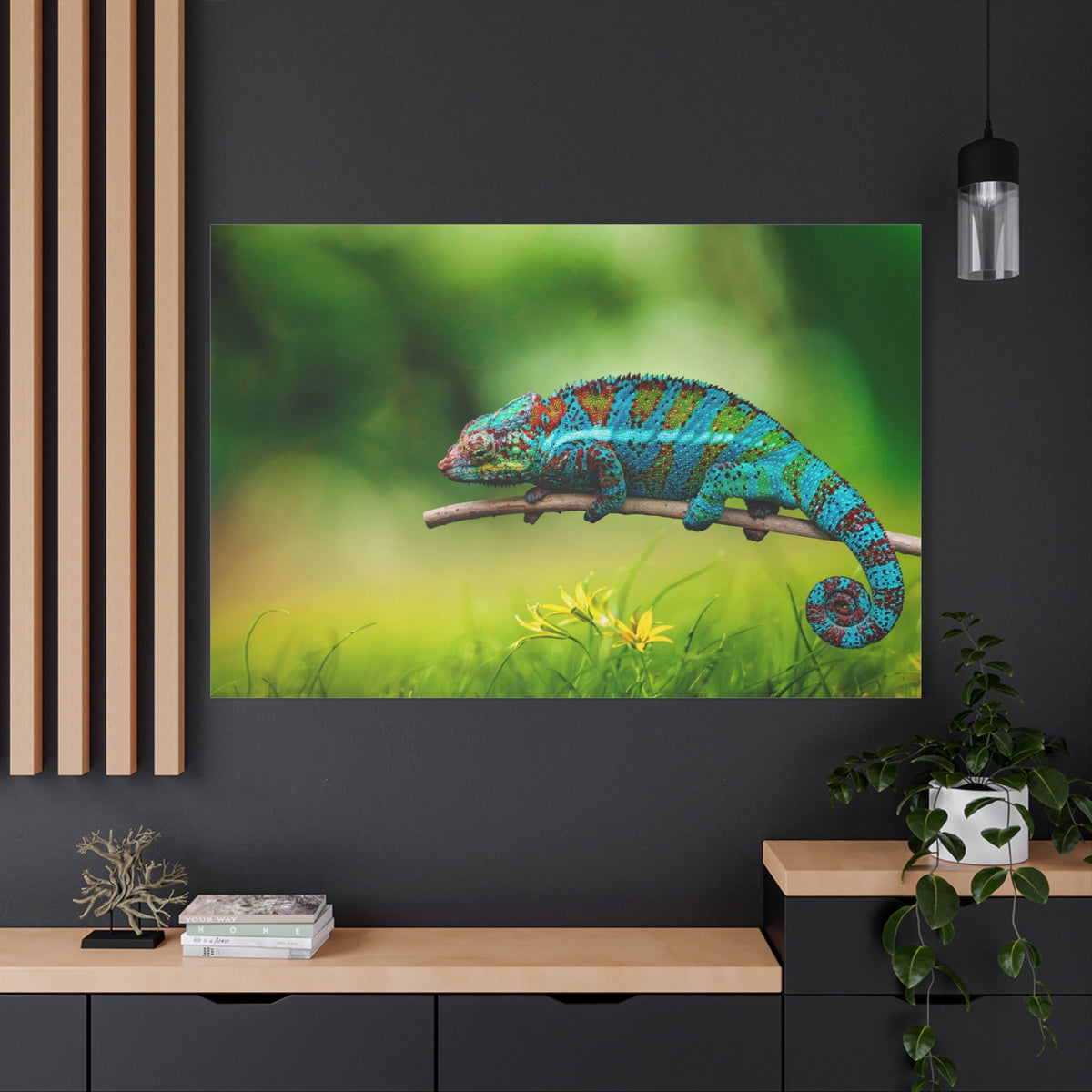 Serene Chameleon Canvas Wall Art – Luxury Exotic Reptile Wildlife Canvas Print for Nature-Inspired Interiors - ART OF ROYALS