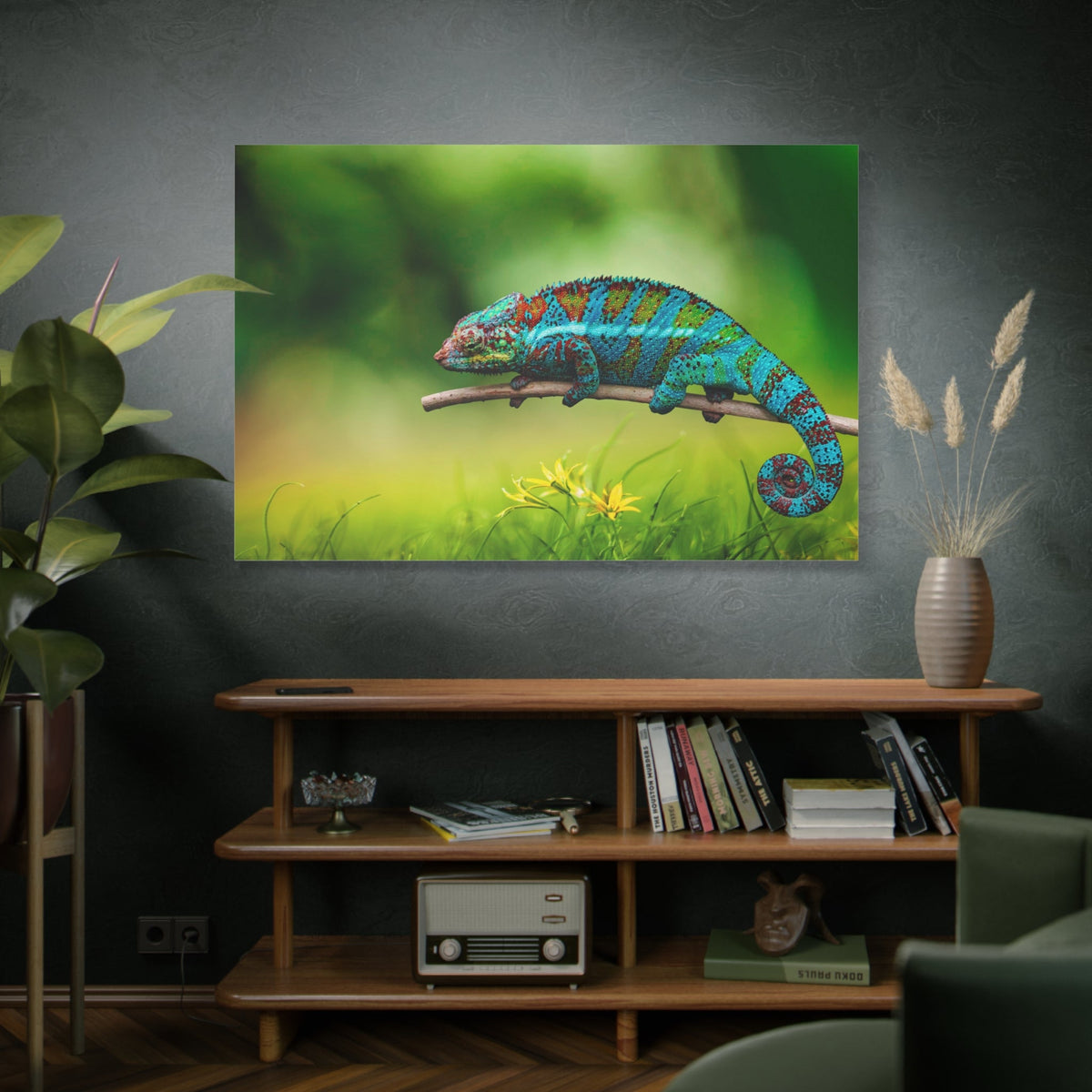 Serene Chameleon Canvas Wall Art – Luxury Exotic Reptile Wildlife Canvas Print for Nature-Inspired Interiors - ART OF ROYALS