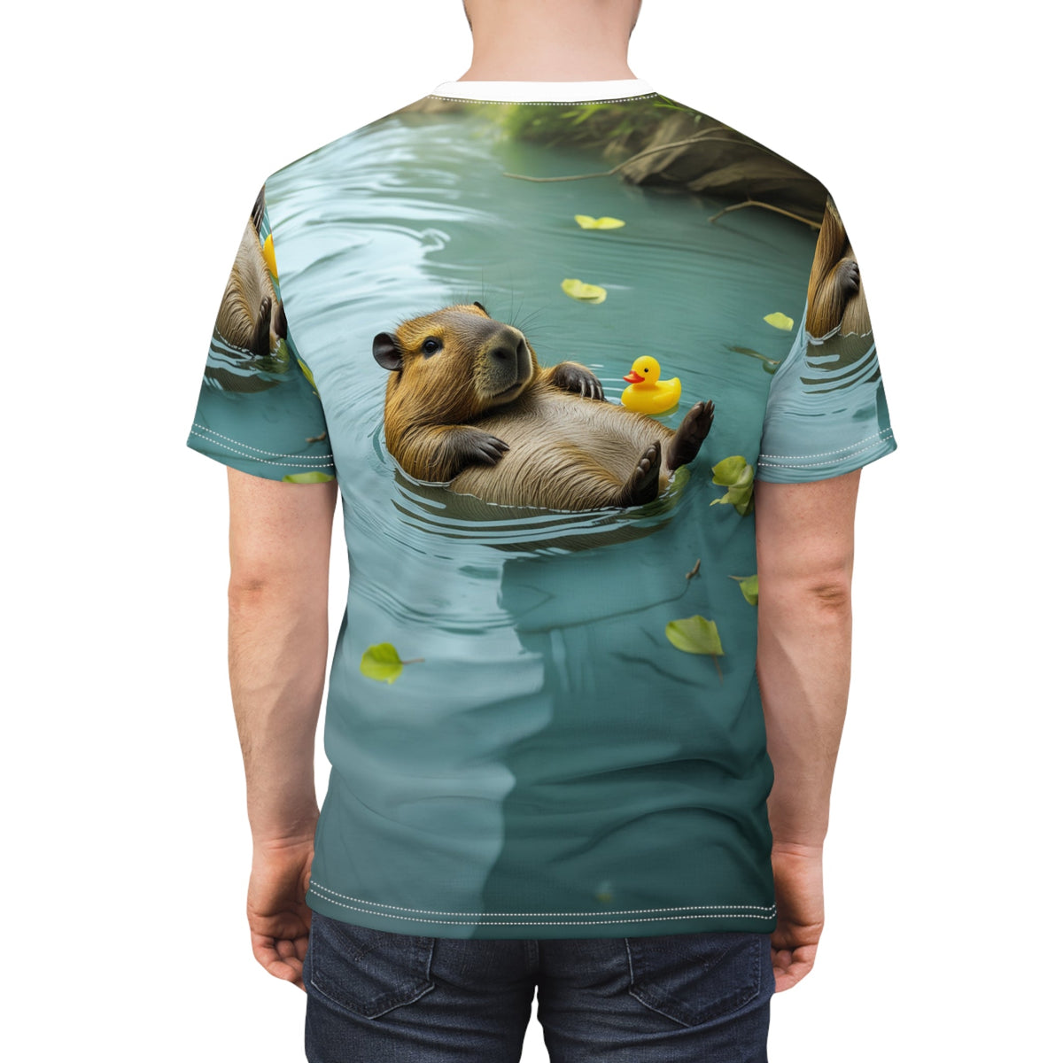 Serene Escape: Capybara Floating in a Calm Pond - ART OF ROYALS