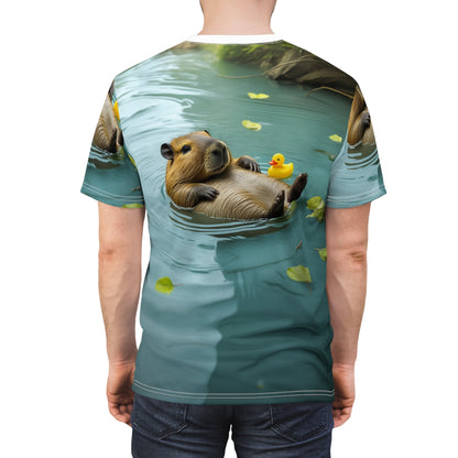 Serene Escape: Capybara Floating in a Calm Pond - ART OF ROYALS