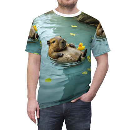 Serene Escape: Capybara Floating in a Calm Pond - ART OF ROYALS