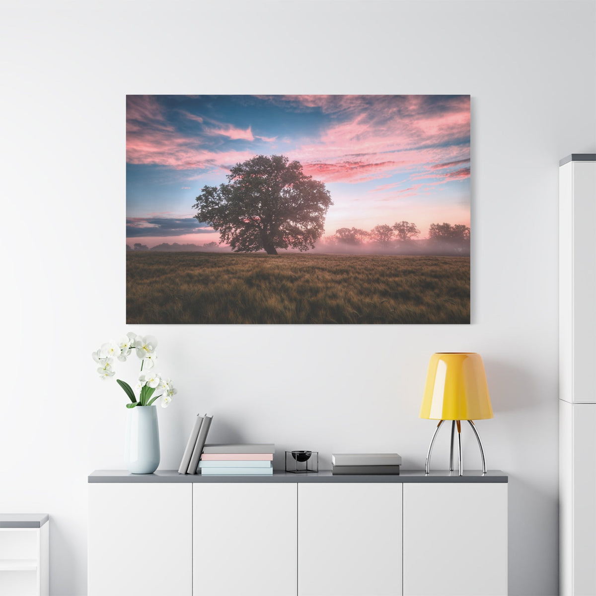 Serene Sunrise Over a Field Landscape - ART OF ROYALS