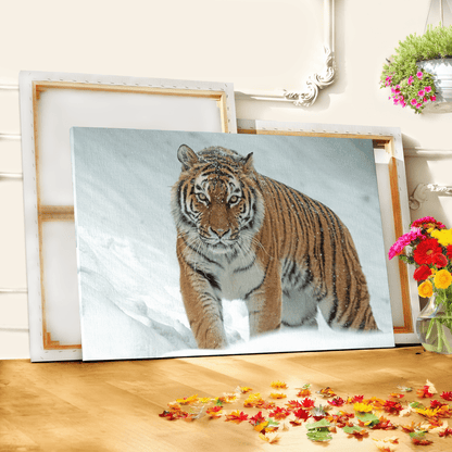 Siberian Tiger Canvas Wall Art – Majestic Predator in Snowy Wilderness - ART OF ROYALS