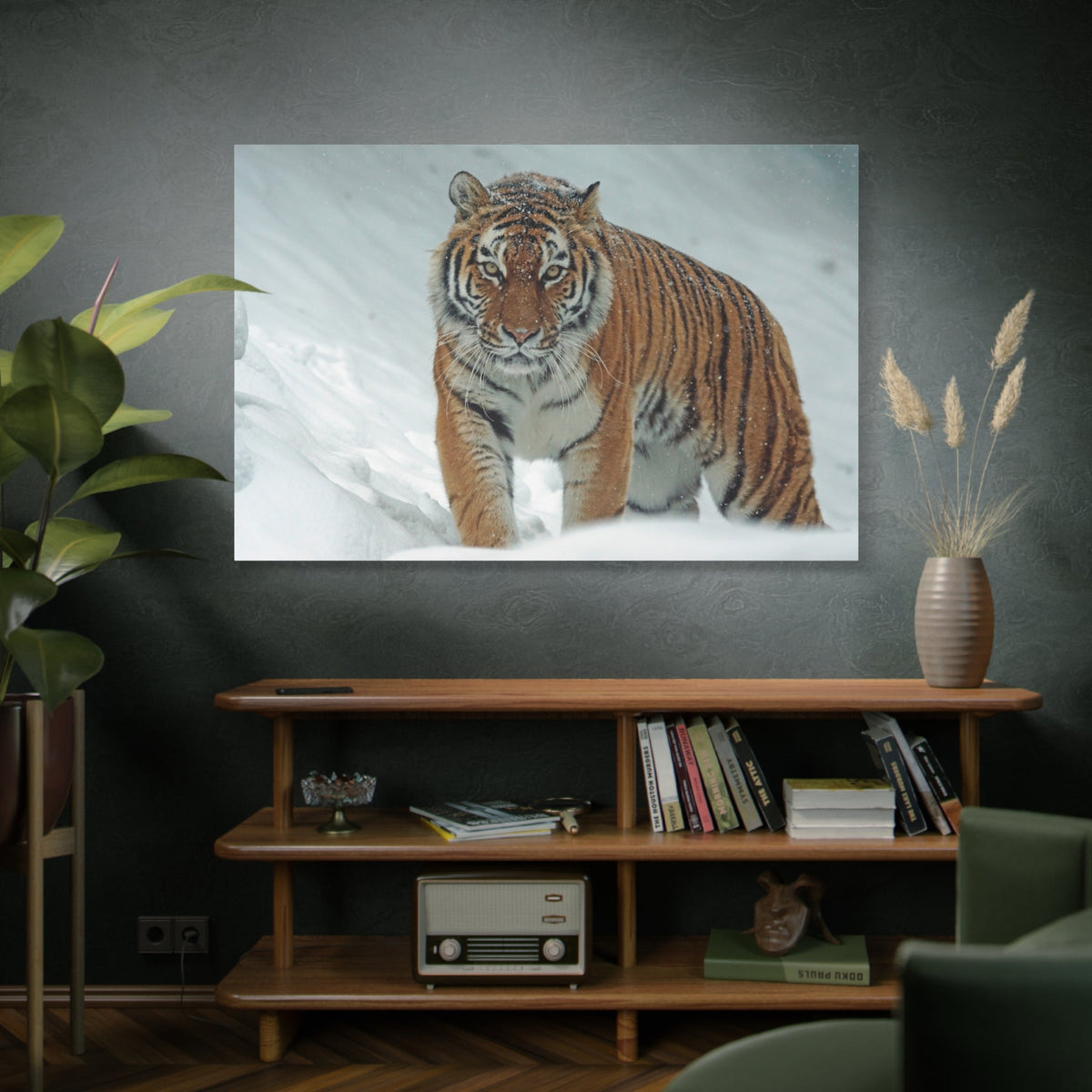 Siberian Tiger Canvas Wall Art – Majestic Predator in Snowy Wilderness - ART OF ROYALS