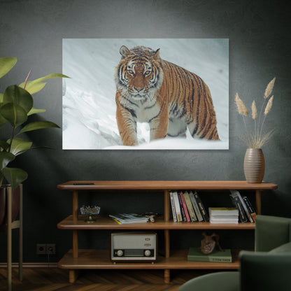 Siberian Tiger Canvas Wall Art – Majestic Predator in Snowy Wilderness - ART OF ROYALS