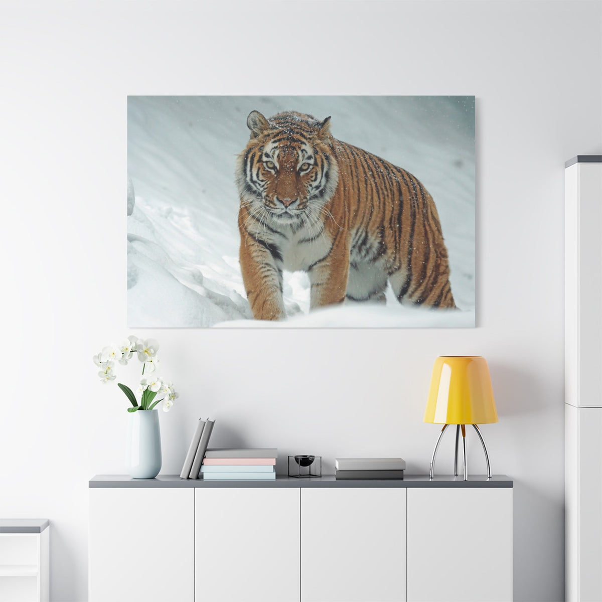 Siberian Tiger Canvas Wall Art – Majestic Predator in Snowy Wilderness - ART OF ROYALS