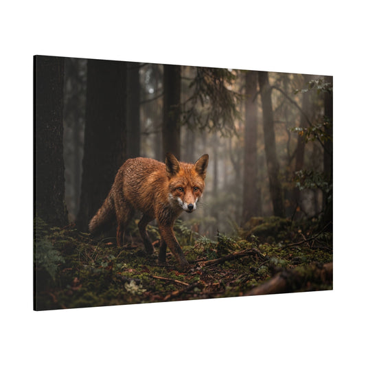 Silent Hunter Red Fox Canvas Wall Art – Misty Forest Wildlife Nature Decor - ART OF ROYALS