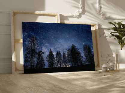 Starry Night Sky Over Enchanted Forest Illustration - ART OF ROYALS
