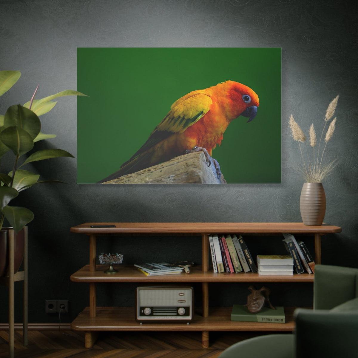 Sun Conure Parakeet Canvas Wall Art – Luxury Tropical Bird Wildlife Print - ART OF ROYALS
