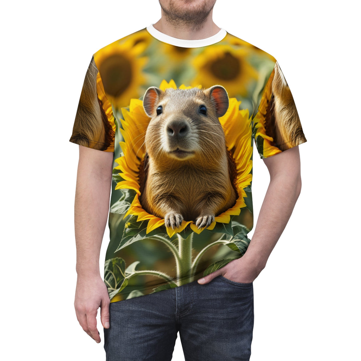 Sunflower Bliss: Capybara in a Field of Sunflowers - ART OF ROYALS