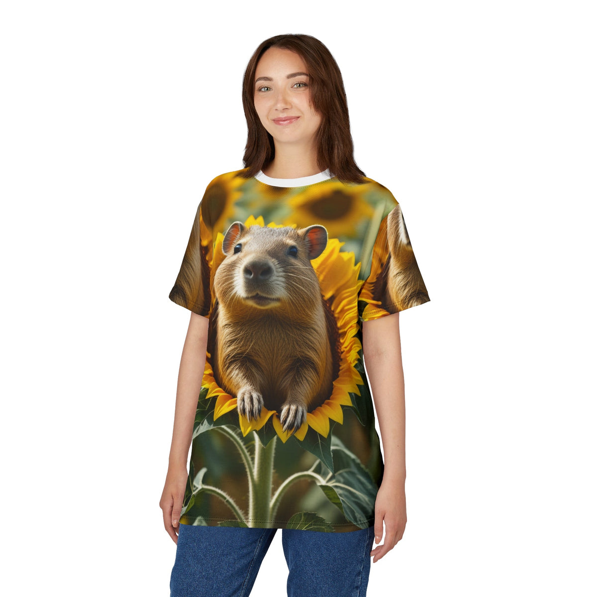 Sunflower Bliss: Capybara in a Field of Sunflowers - ART OF ROYALS