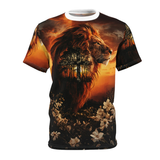 🌅 Sunset Guardian Lion – Spirit of the Wild T-Shirt - ART OF ROYALS