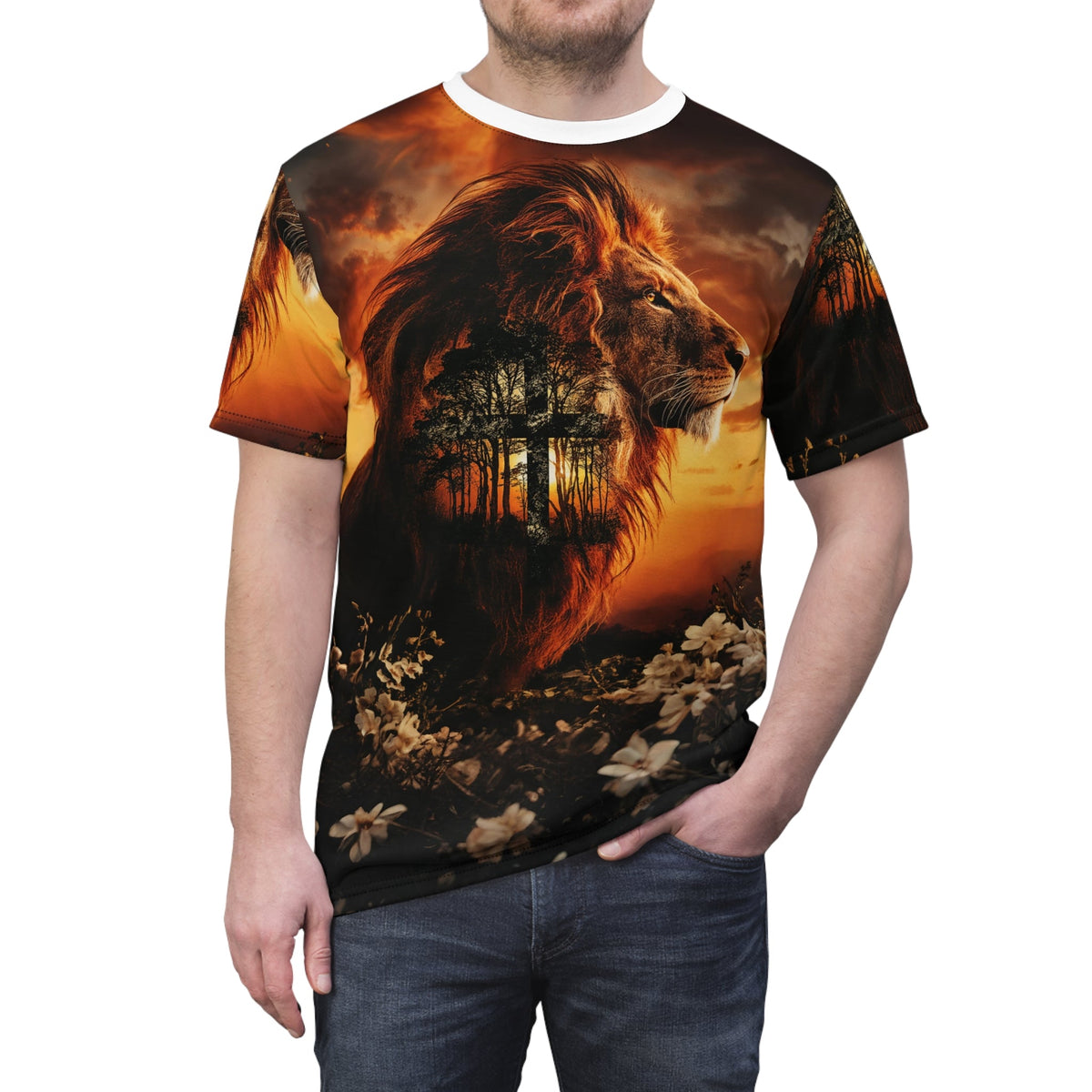 🌅 Sunset Guardian Lion – Spirit of the Wild T-Shirt - ART OF ROYALS