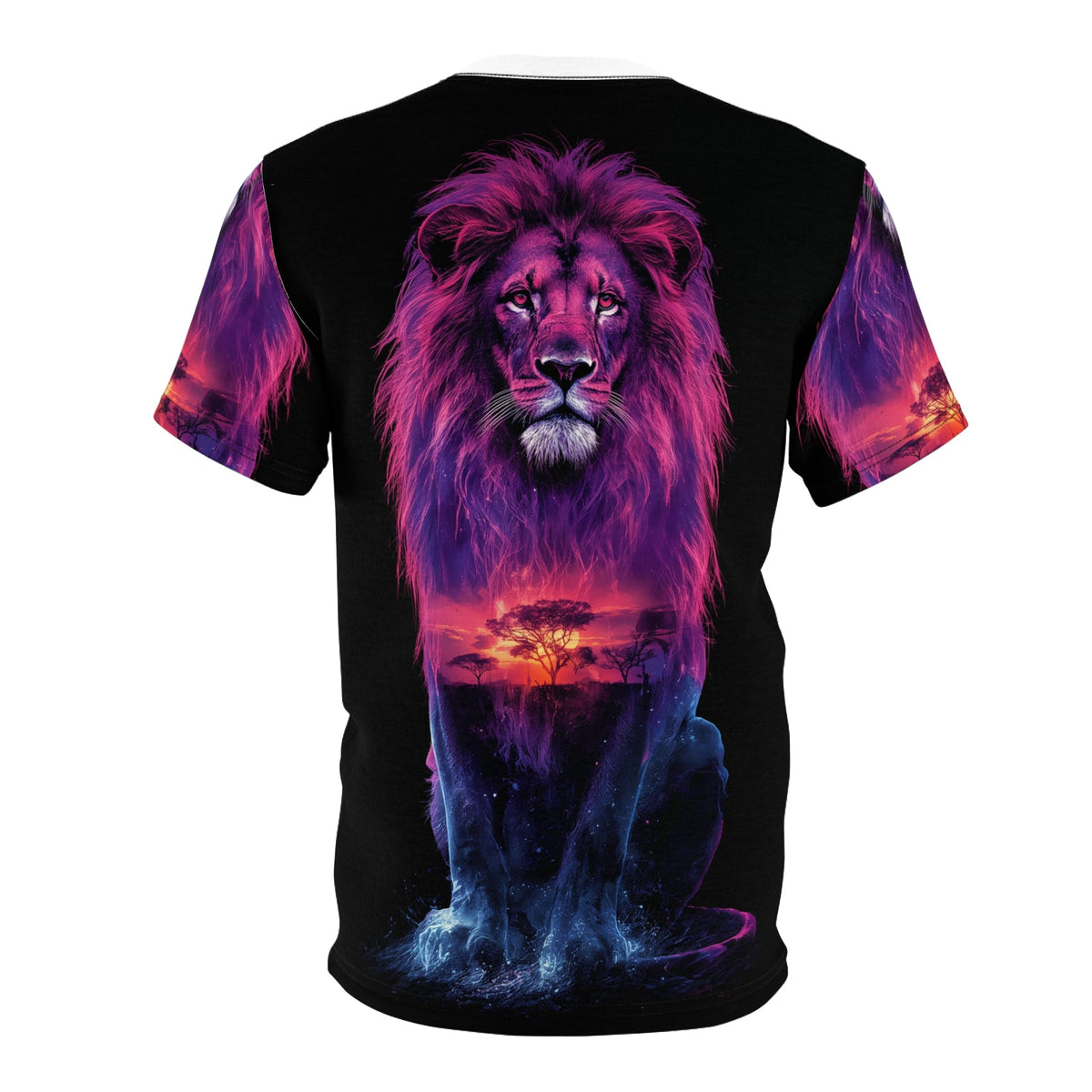 🌅 Sunset Majesty Lion – Galactic Horizon T-Shirt - ART OF ROYALS