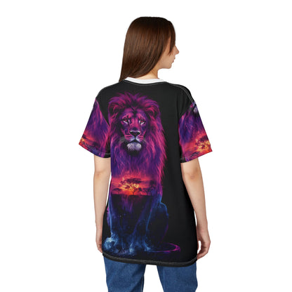 🌅 Sunset Majesty Lion – Galactic Horizon T-Shirt - ART OF ROYALS