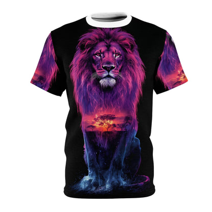 🌅 Sunset Majesty Lion – Galactic Horizon T-Shirt - ART OF ROYALS