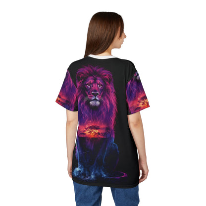 🌅 Sunset Majesty Lion – Galactic Horizon T-Shirt - ART OF ROYALS