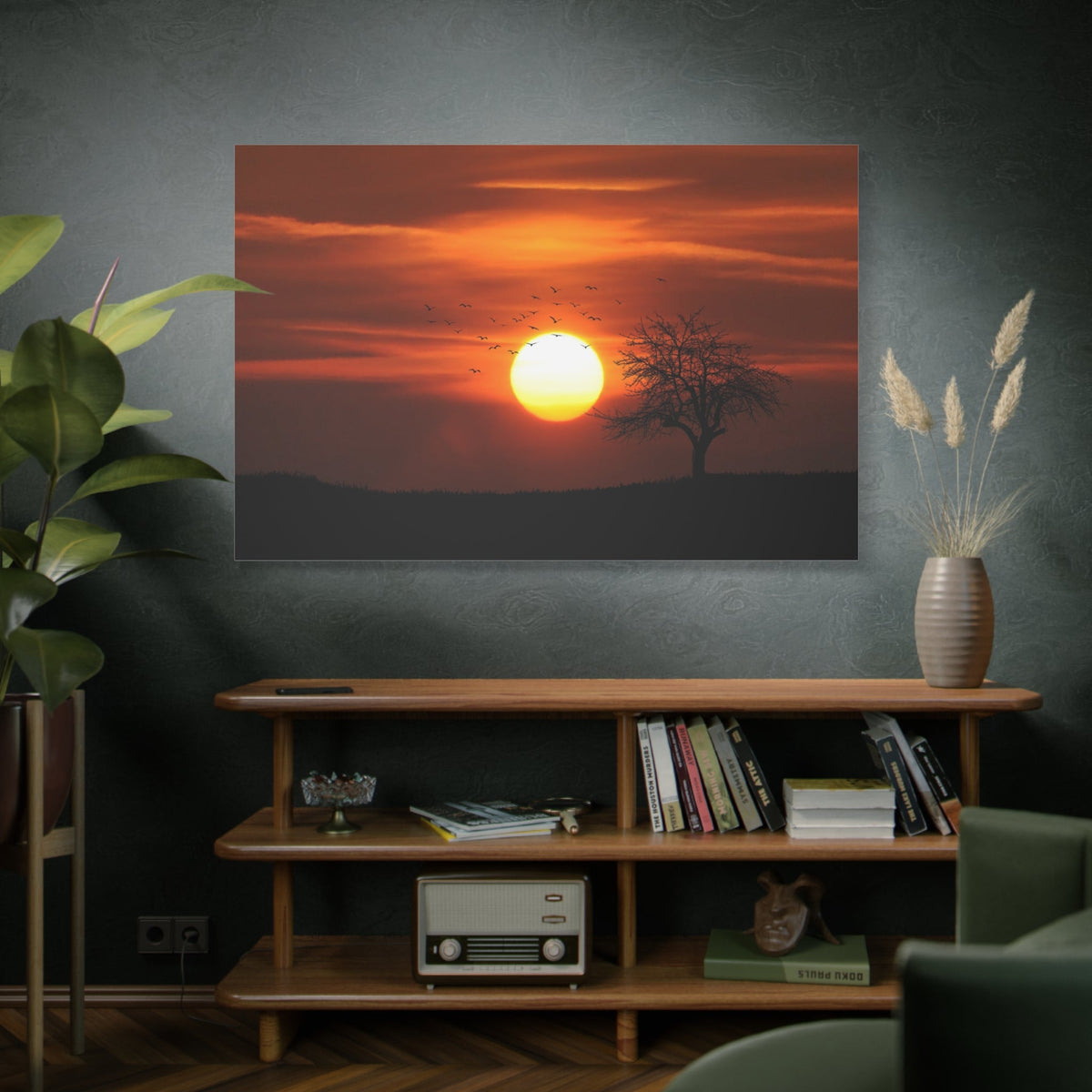 Sunset Serenity – Silhouetted Trees Against a Golden Sky - ART OF ROYALS