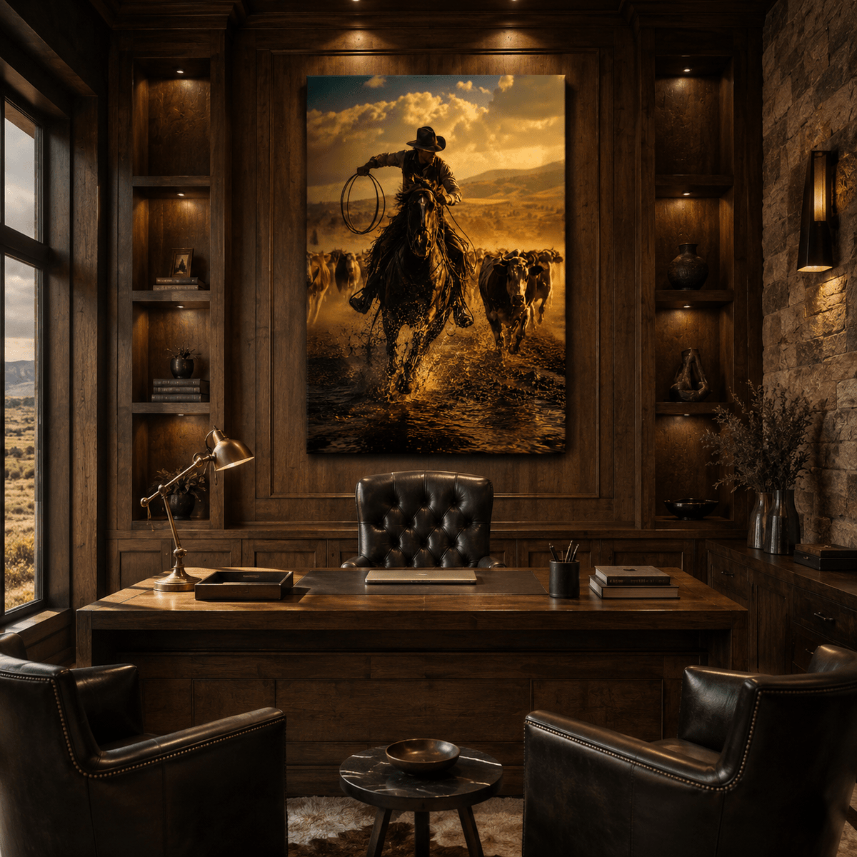 Thunder Run – Cowboy Cattle Drive Canvas Wall Art - ART OF ROYALS