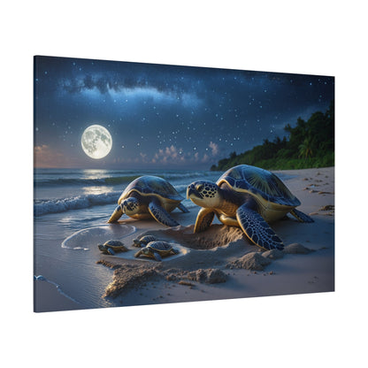 Tideborn – The Lunar Watchers Sea Turtle Canvas Wall Art - ART OF ROYALS