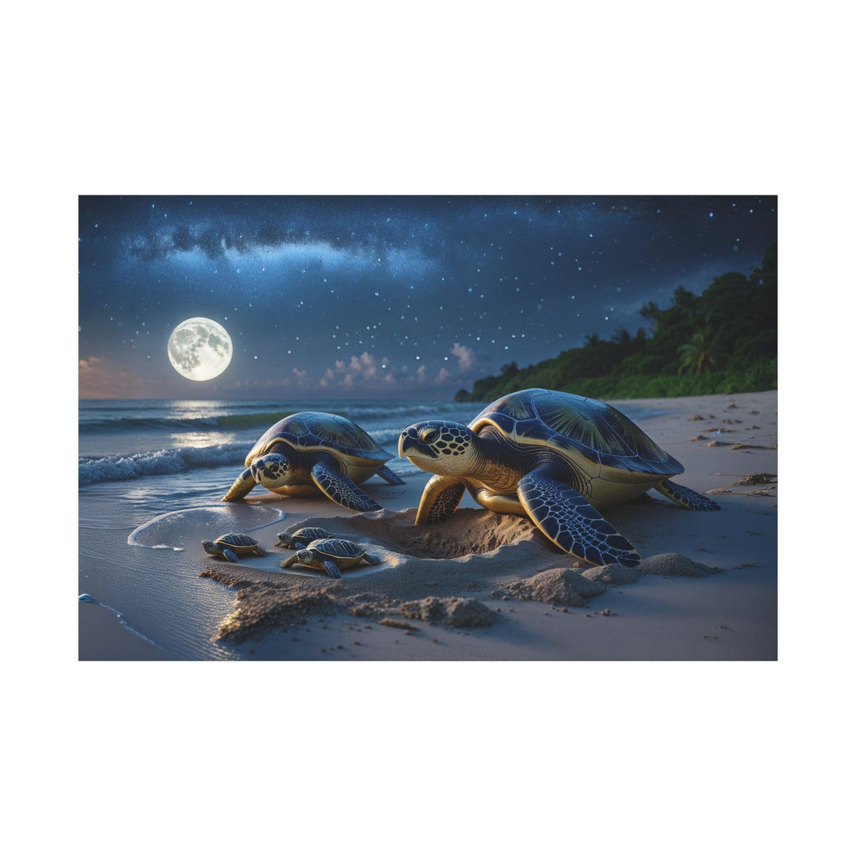Tideborn – The Lunar Watchers Sea Turtle Canvas Wall Art - ART OF ROYALS