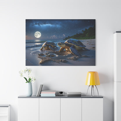 Tideborn – The Lunar Watchers Sea Turtle Canvas Wall Art - ART OF ROYALS