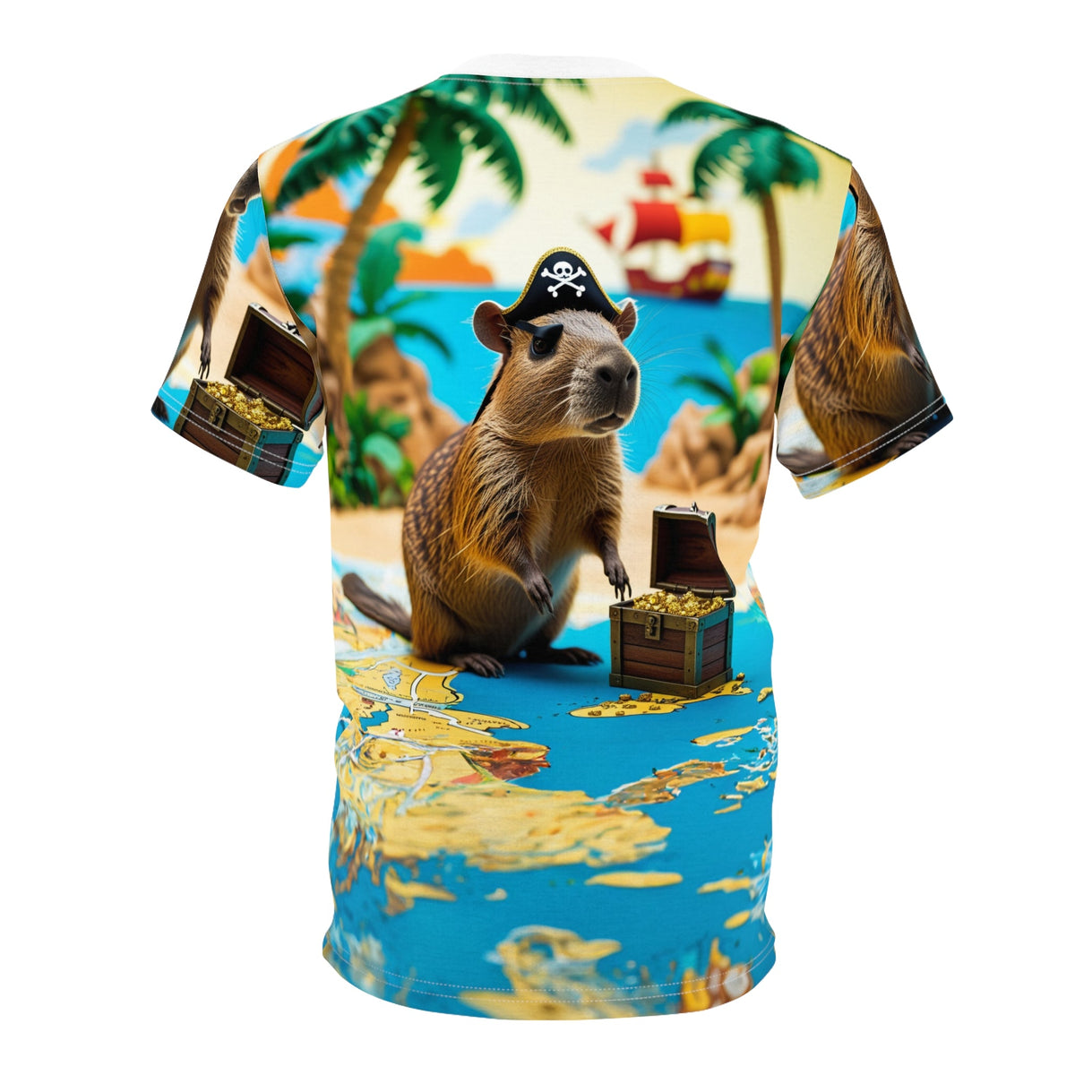 Treasure Island Capybara – Pirate Adventure T-Shirt 🏴‍☠️🌊 - ART OF ROYALS