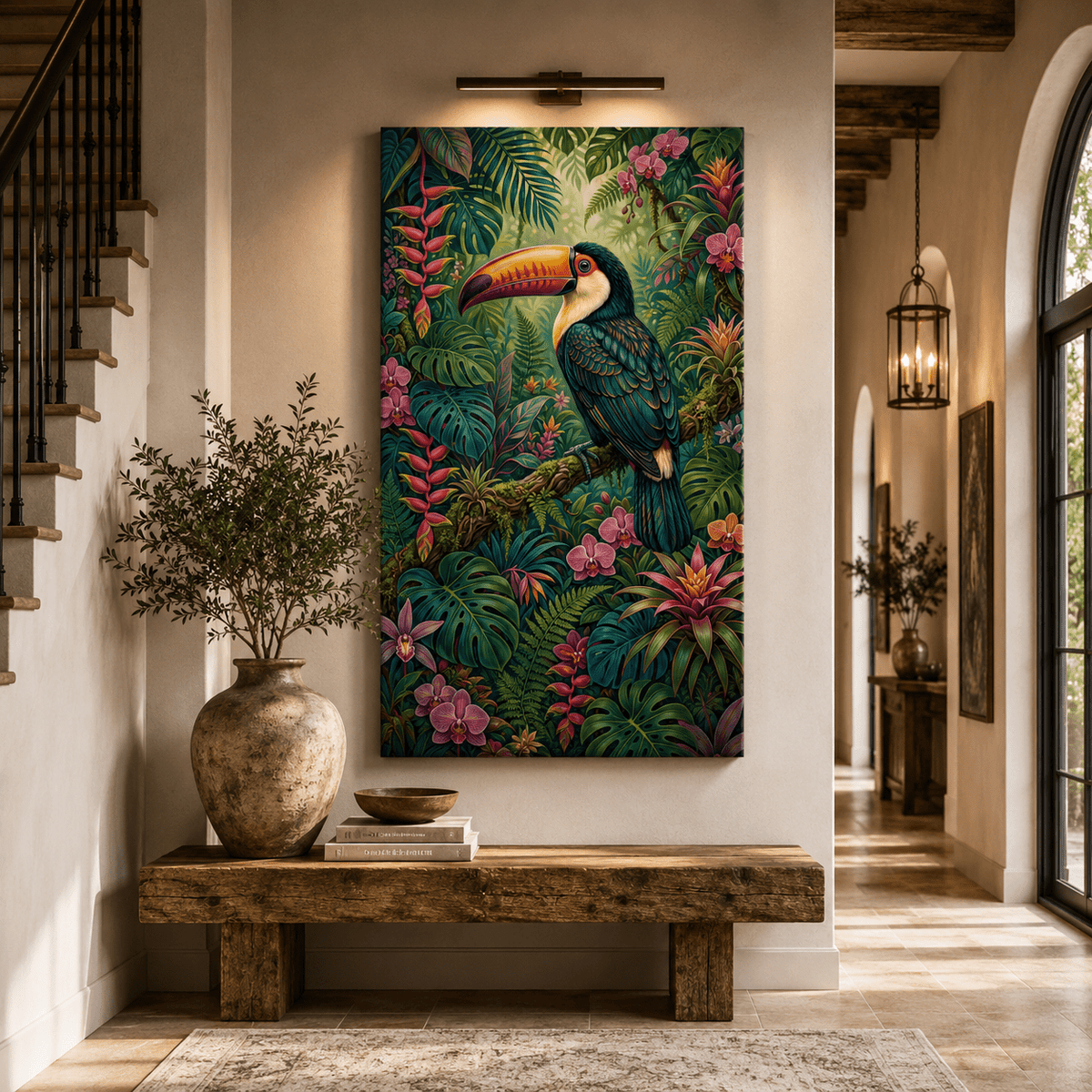 Tropical Majesty Vibrant Toucan in Jungle Canvas Wall Art – Exotic Rainforest Bird Decor - ART OF ROYALS