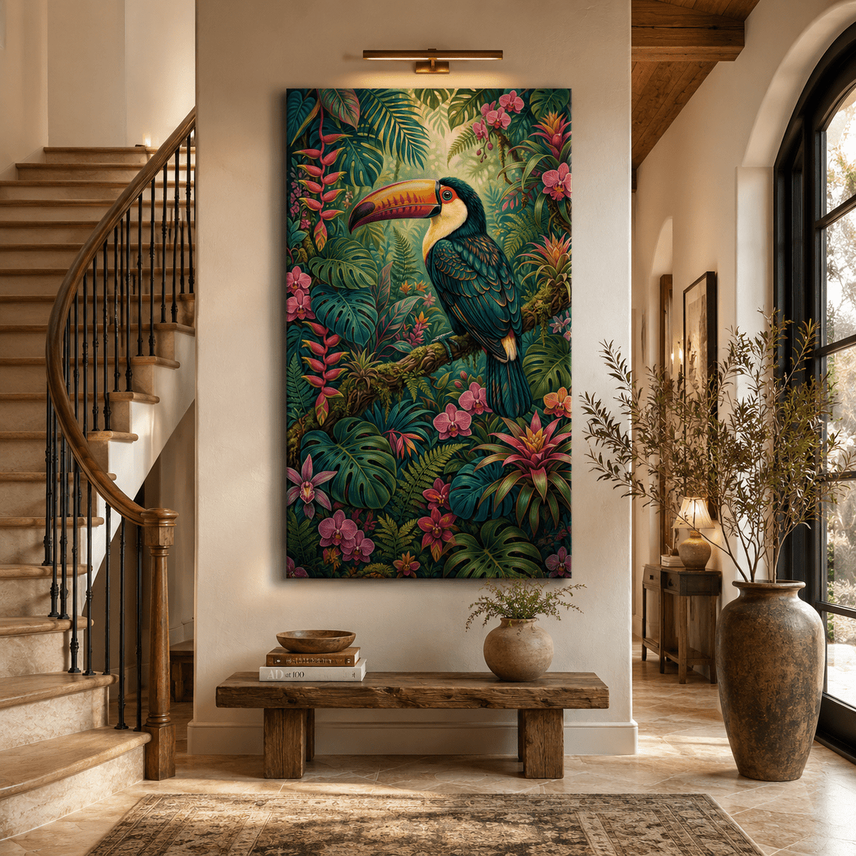 Tropical Majesty Vibrant Toucan in Jungle Canvas Wall Art – Exotic Rainforest Bird Decor - ART OF ROYALS