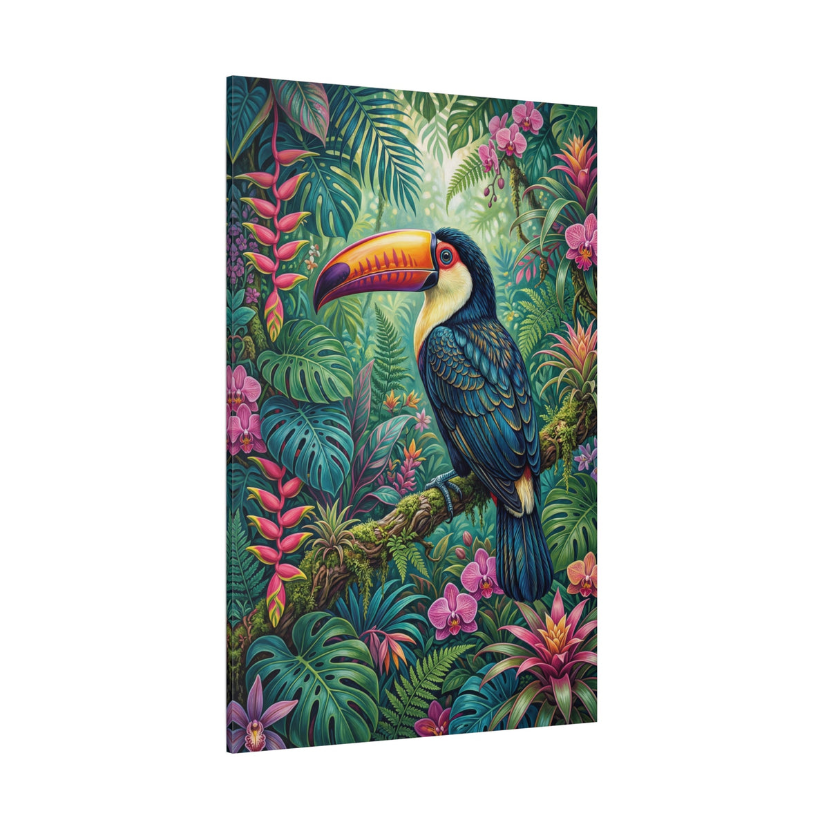 Tropical Majesty Vibrant Toucan in Jungle Canvas Wall Art – Exotic Rainforest Bird Decor - ART OF ROYALS