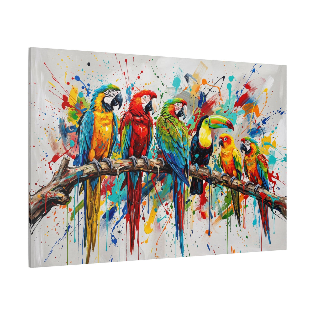 Tropical Symphony Parrot Canvas Wall Art – Colorful Bird Wall Decor for Modern Interiors - ART OF ROYALS